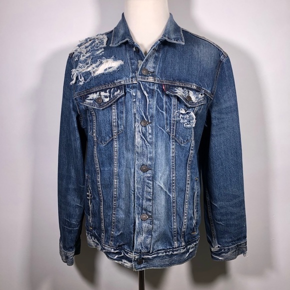 LEVI’S Distressed Trucker Denim Jean Jacket - Picture 14 of 14